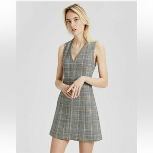 Theory Easy V Shift Dress In Autumn Plaid